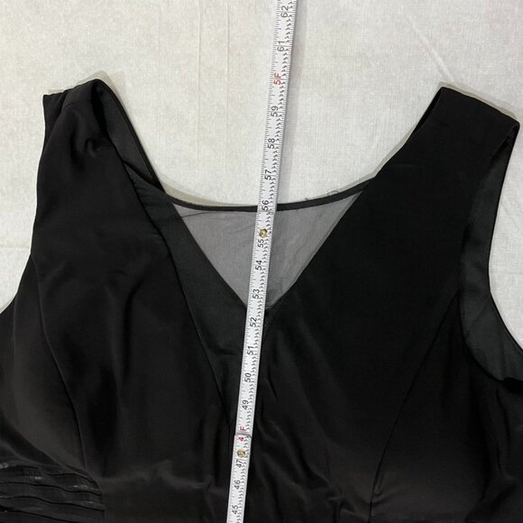 NW Woman Black Sleeveless Long Jersey Illusion V-Neck Formal Gown 18W - Picture 3 of 12